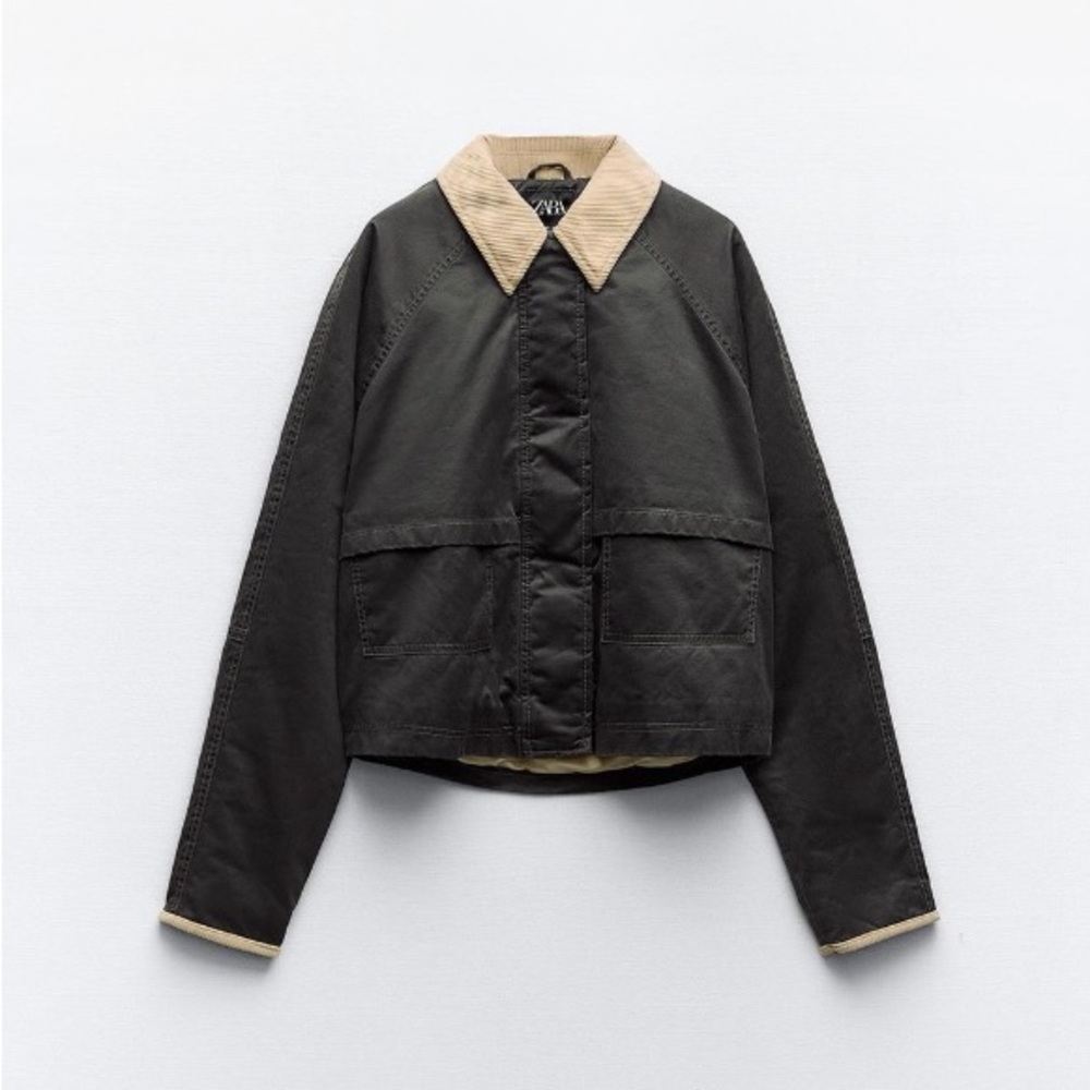 Zara Women’s Contrast Collar Wax Jacket